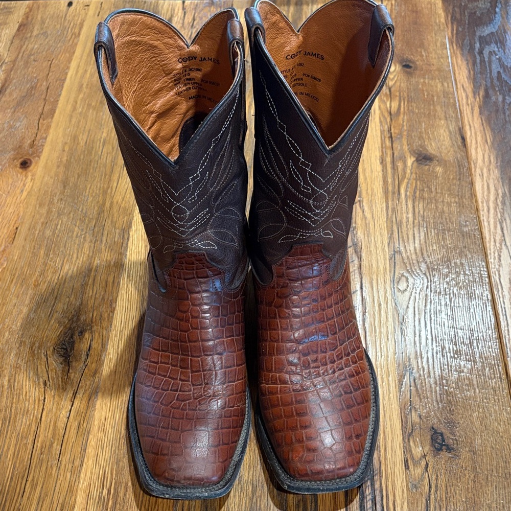 Men's Authentic Brown Leather Cowboy Boots